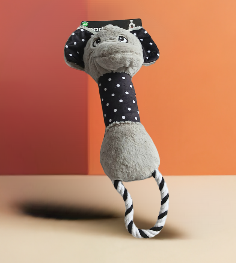 Squeaky Plush & Rope Toy. Medium to larger size dogs.
