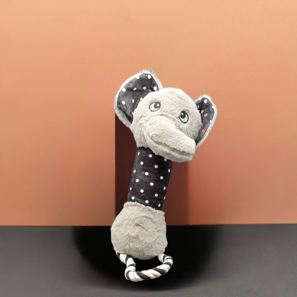 Squeaky Plush & Rope Toy. Medium to larger size dogs.