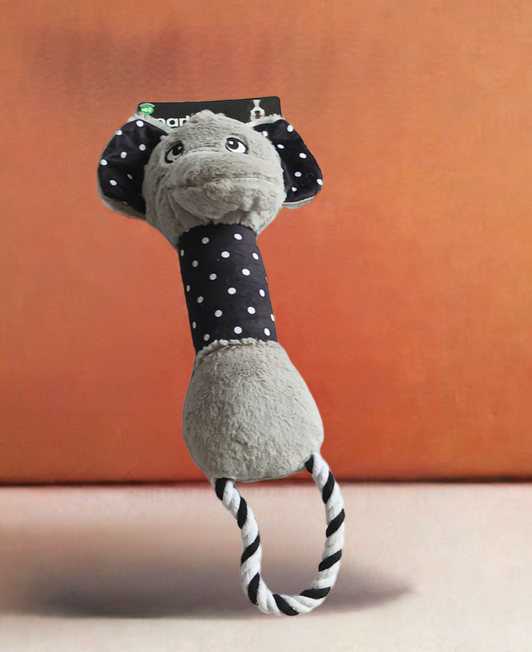 Squeaky Plush & Rope Toy. Medium to larger size dogs.