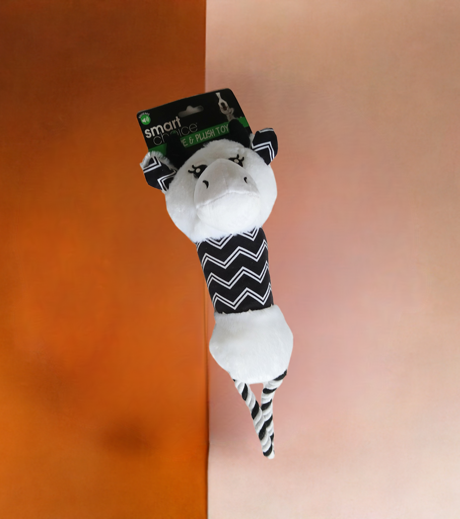 Squeaky Plush & Rope Toy. Medium to larger size dogs.