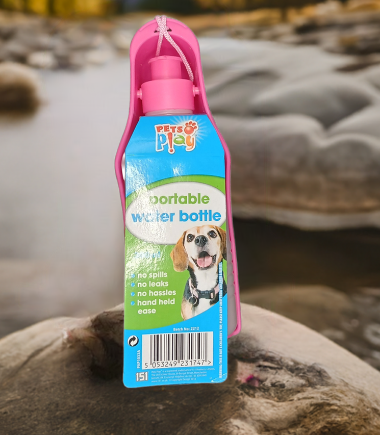 300ml Dog Folding Water Bottle and Tray. Small Dogs.