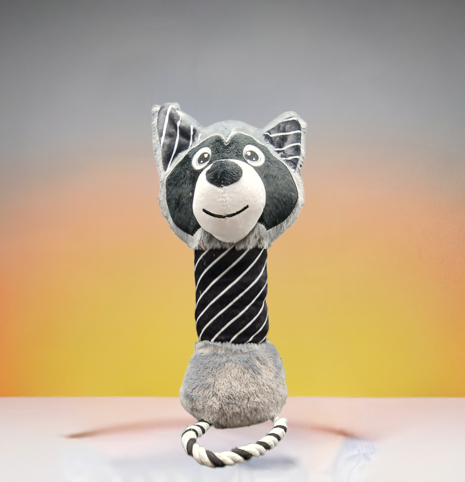 Squeaky Plush & Rope Toy. Medium to larger size dogs.